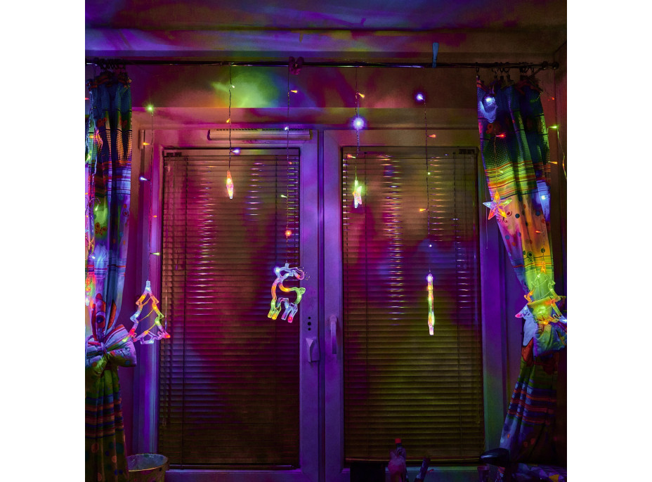 LED svetelný záves Sob, stromček a zvonček - 2,5 m 138LED - viacfarebné