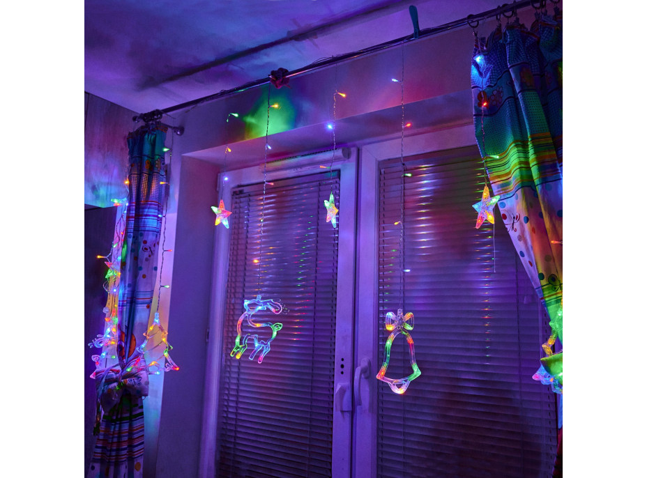 LED svetelný záves Sob, stromček a zvonček - 2,5 m 138LED - viacfarebné