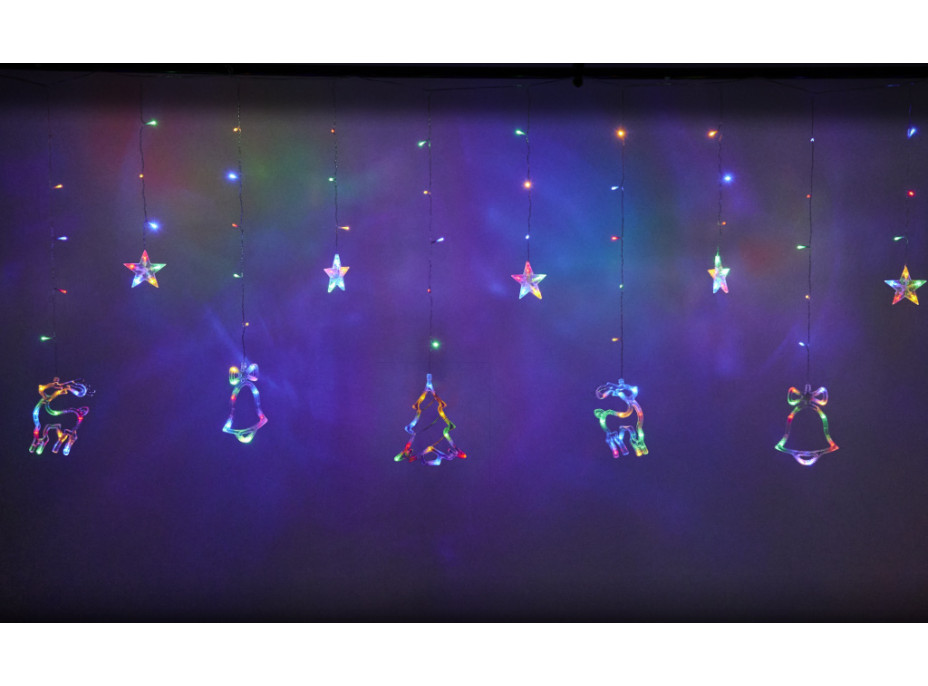 LED svetelný záves Sob, stromček a zvonček - 2,5 m 138LED - viacfarebné