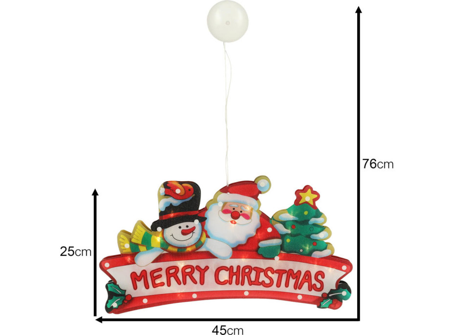 LED závesná dekorácia na okno - Merry Christmas - 45 cm
