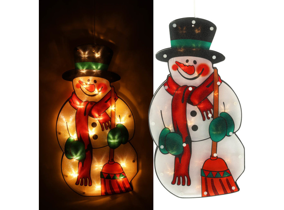 LED závesná dekorácia na okno - Snehuliak - 45 cm