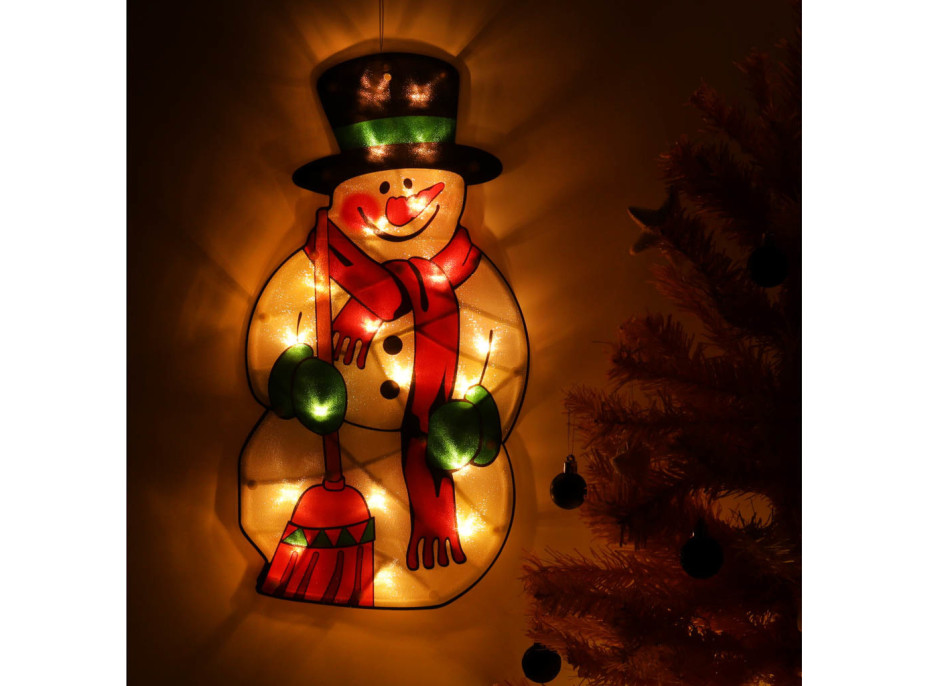 LED závesná dekorácia na okno - Snehuliak - 45 cm