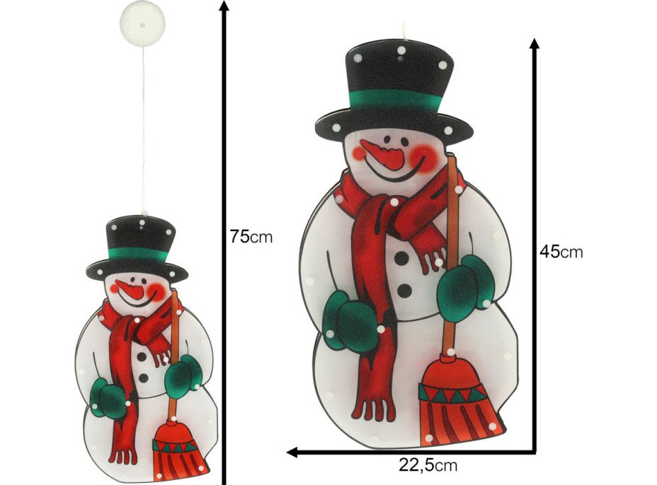 LED závesná dekorácia na okno - Snehuliak - 45 cm