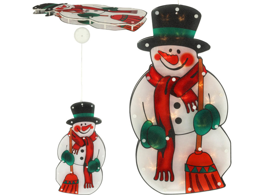LED závesná dekorácia na okno - Snehuliak - 45 cm
