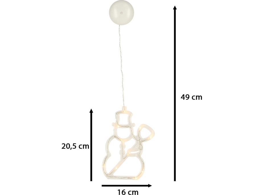 LED závesná dekorácia na okno - Snehuliak - 49 cm 10 LED