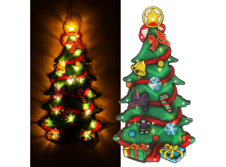LED závesná dekorácia na okno - Vianočný stromček - 45 cm