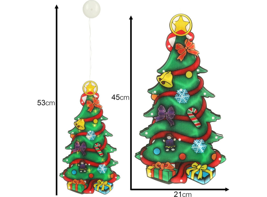 LED závesná dekorácia na okno - Vianočný stromček - 45 cm