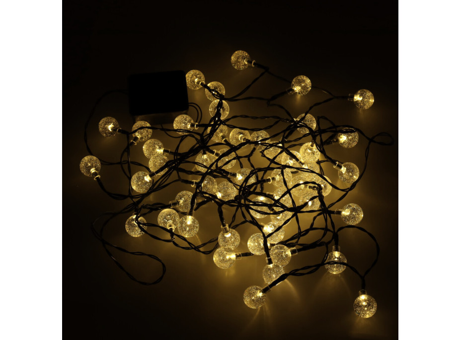 Solárne záhradné osvetlenie guličky - 7 m 50 LED - teplá biela
