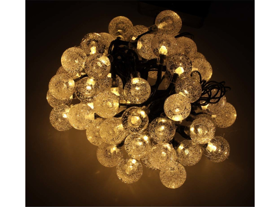 Solárne záhradné osvetlenie guličky - 7 m 50 LED - teplá biela