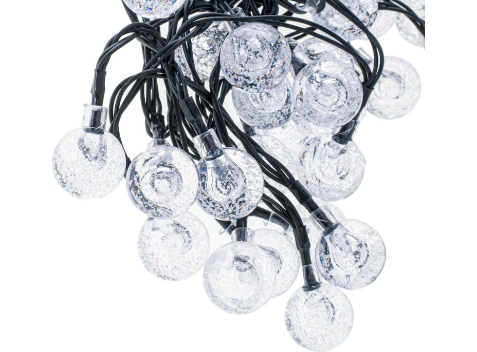 Solárne záhradné osvetlenie guličky - 7 m 50 LED - studená biela