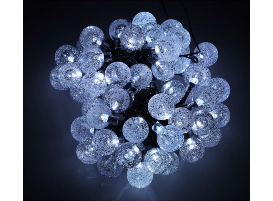 Solárne záhradné osvetlenie guličky - 7 m 50 LED - studená biela