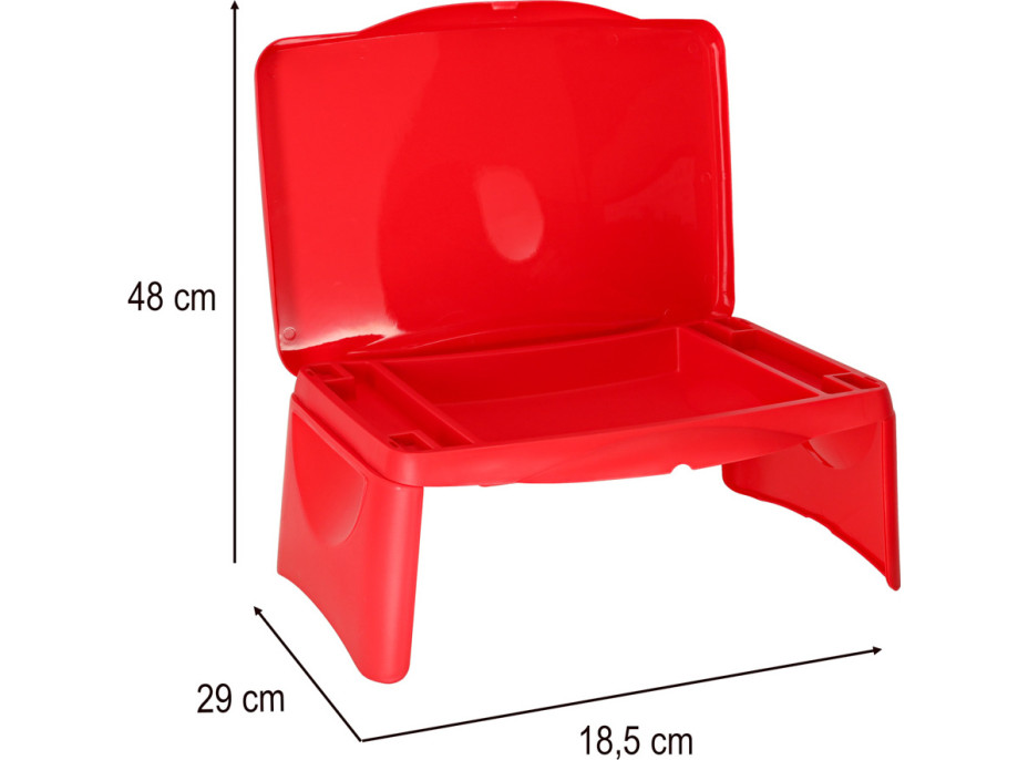 Detský stolík do auta s úložným priestorom červený