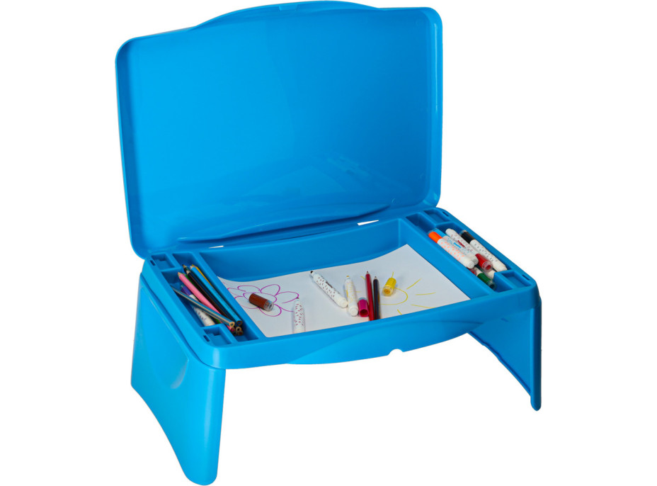 Detský stolík do auta s úložným priestorom - modrý