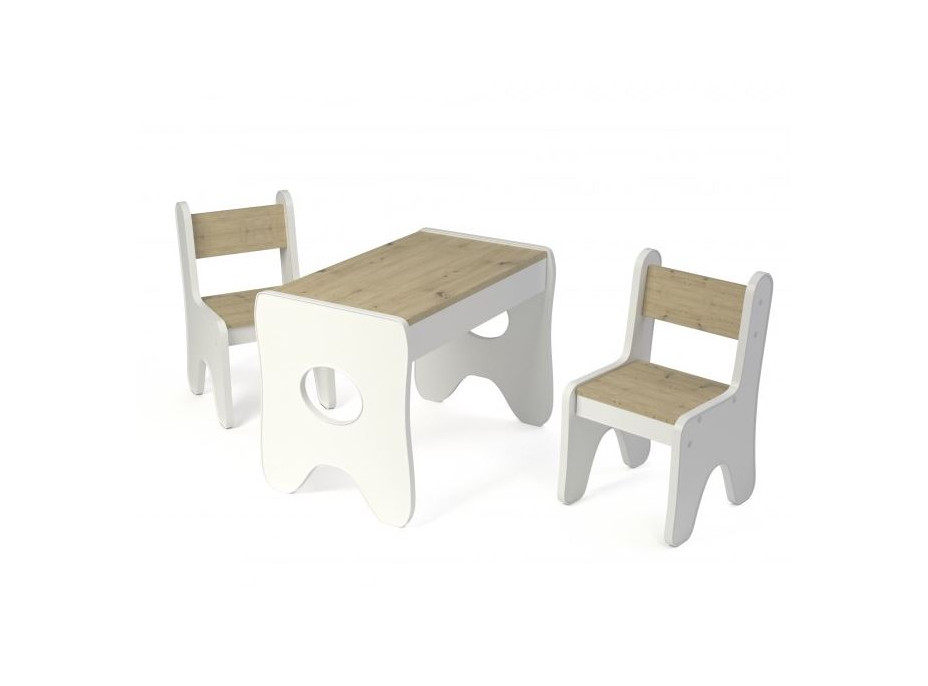 Detský stolík so šuplíkom a dvoma stoličkami - dub craft zlatý
