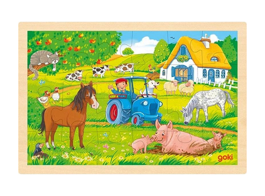GOKI Drevené puzzle Farma 24 dielikov