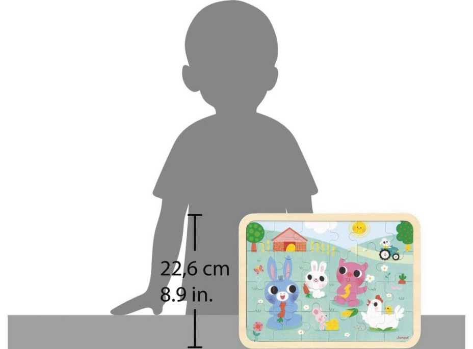 JANOD Drevené puzzle s hľadaním rozdielov Farma 24 dielikov