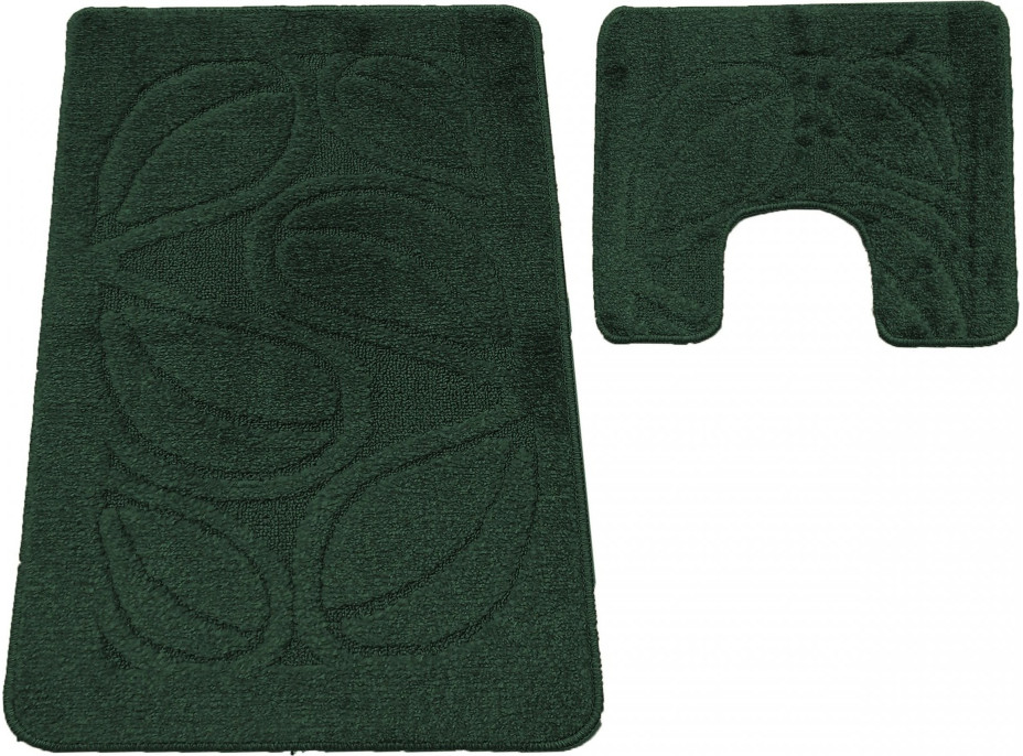 Súprava kúpeľňových predložiek s výrezom TÁŇA - flóra - fľaškovo zelená