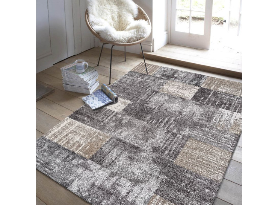 Kusový koberec PANNE squares - odtiene šedej