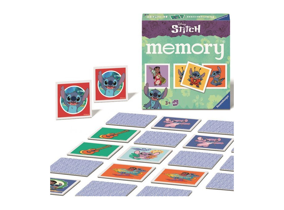 RAVENSBURGER Pexeso Disney: Stitch, 48 kartičiek