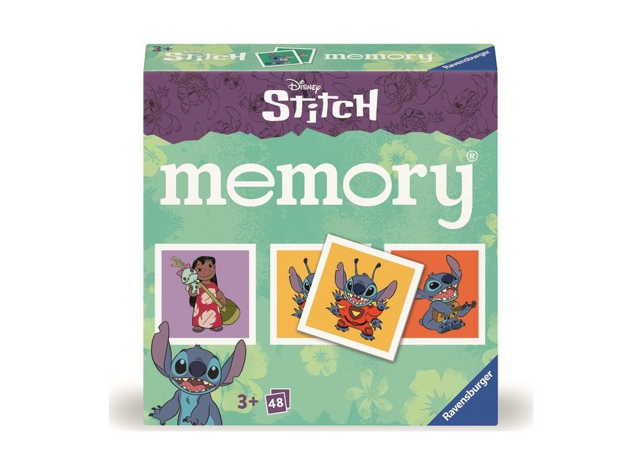 RAVENSBURGER Pexeso Disney: Stitch, 48 kartičiek