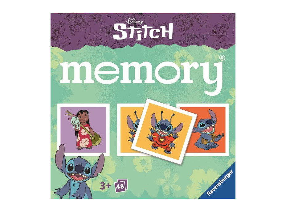 RAVENSBURGER Pexeso Disney: Stitch, 48 kartičiek