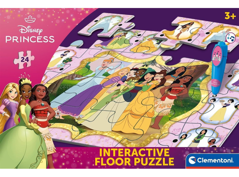 CLEMENTONI Podlahové puzzle s interaktívnym perom Princezné 24 dielikov