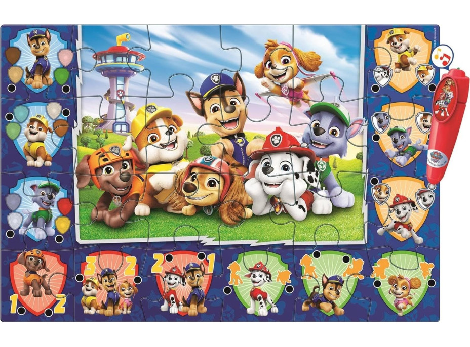CLEMENTONI Podlahové puzzle s interaktívnym perom Tlapková patrola 24 dielikov