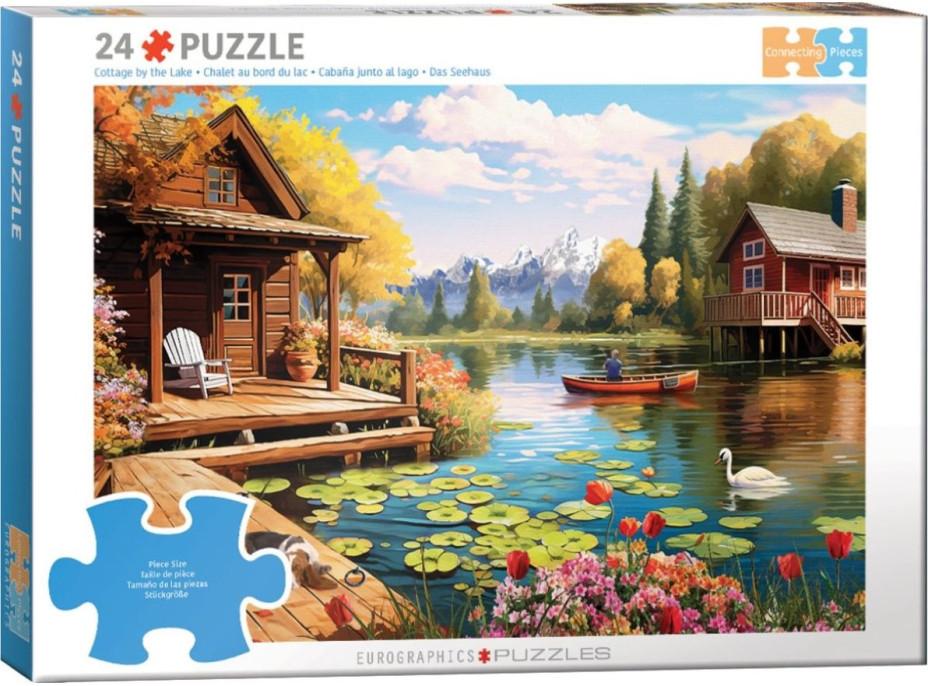 EUROGRAPHICS Puzzle Connecting Pieces: Chata pri jazere 24 dielikov