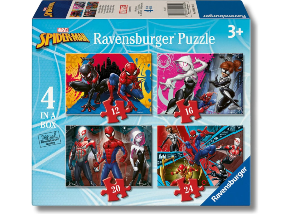 RAVENSBURGER Puzzle Marvel: Spider-Man 4v1 (12,16,20,24 dielikov)