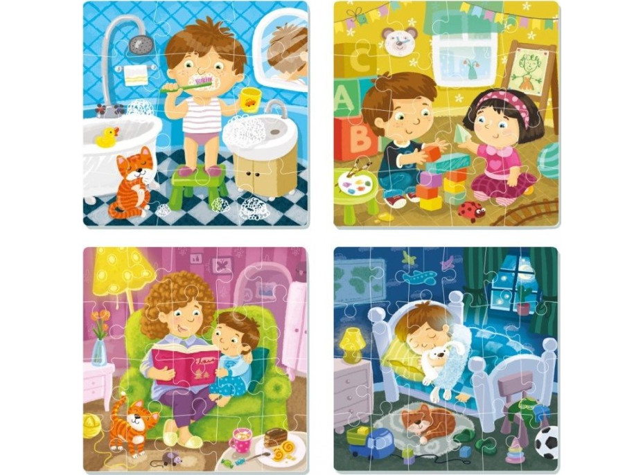 DODO Puzzle Môj deň 4v1 (12,16,20,24 dielikov)