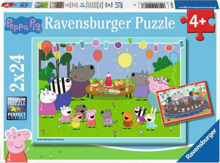 RAVENSBURGER Puzzle Prasiatko Peppa na oslave 2x24 dielikov