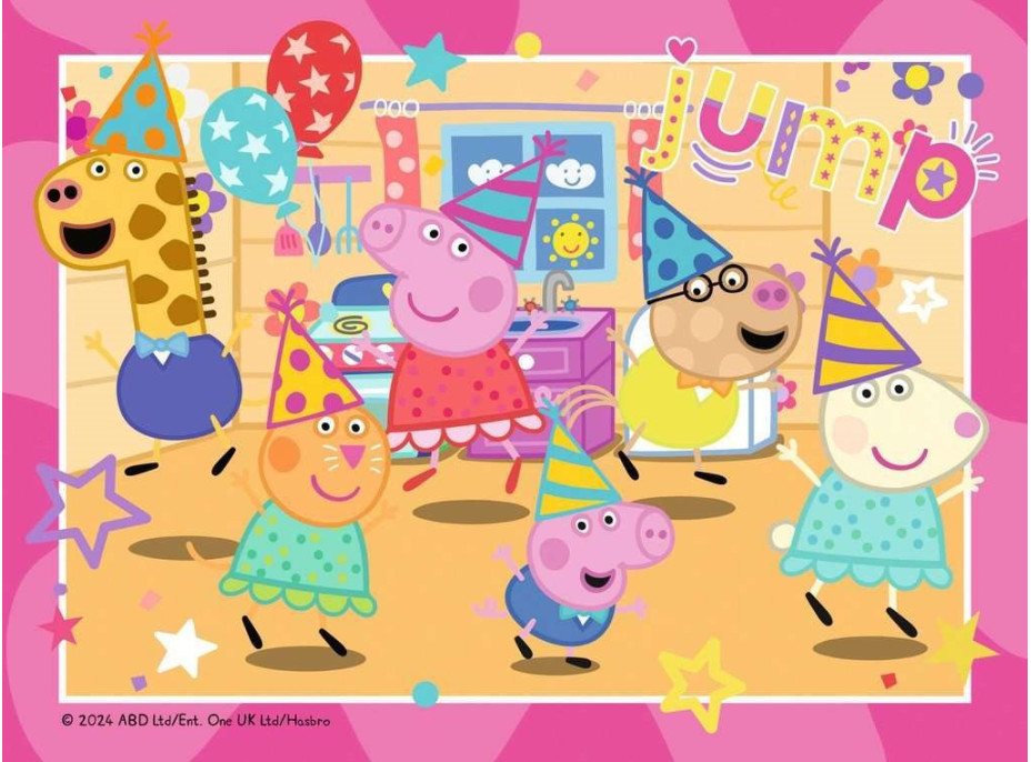 RAVENSBURGER Puzzle Prasiatko Peppa na oslave 4v1 (12,16,20,24 dielikov)