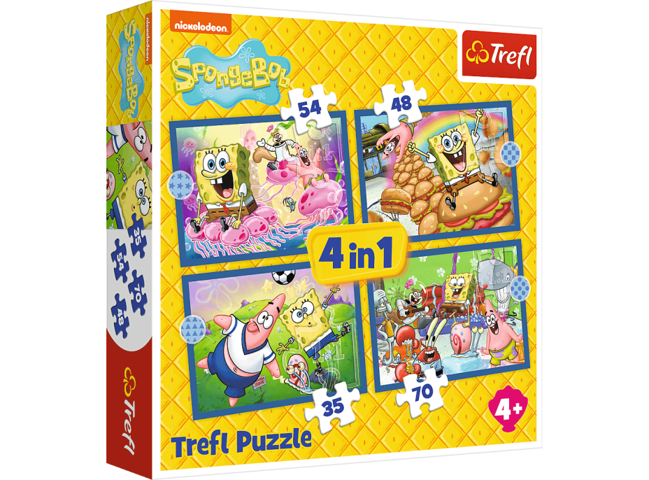 TREFL Puzzle SpongeBobov život 4v1 (35,48,54,70 dielikov)