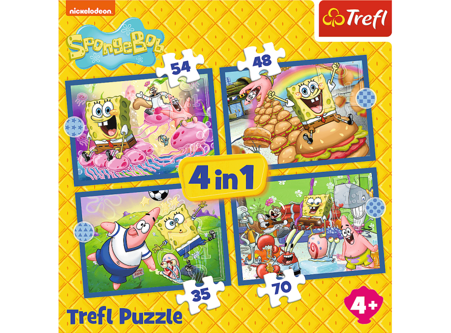 TREFL Puzzle SpongeBobov život 4v1 (35,48,54,70 dielikov)