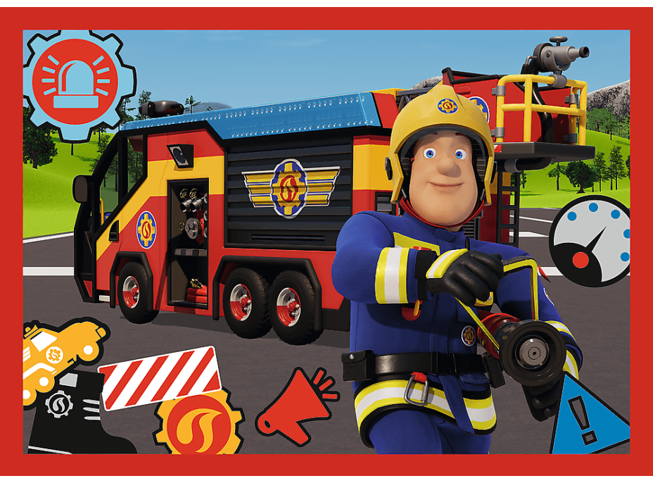 TREFL Puzzle Požiarnik Sam: Dobrodružstvo Požiarnika Sama 4v1 (12,15,20,24 dielikov)