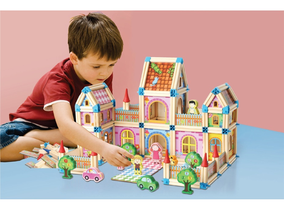 2Kids Toys Drevená stavebnica Zámok farebný