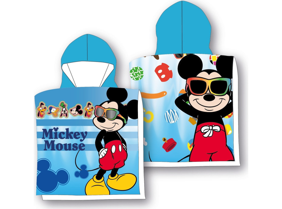 Detská rýchloschnúca osuška s kapucňou MICKEY MOUSE 50x100 cm - svetlo modrá