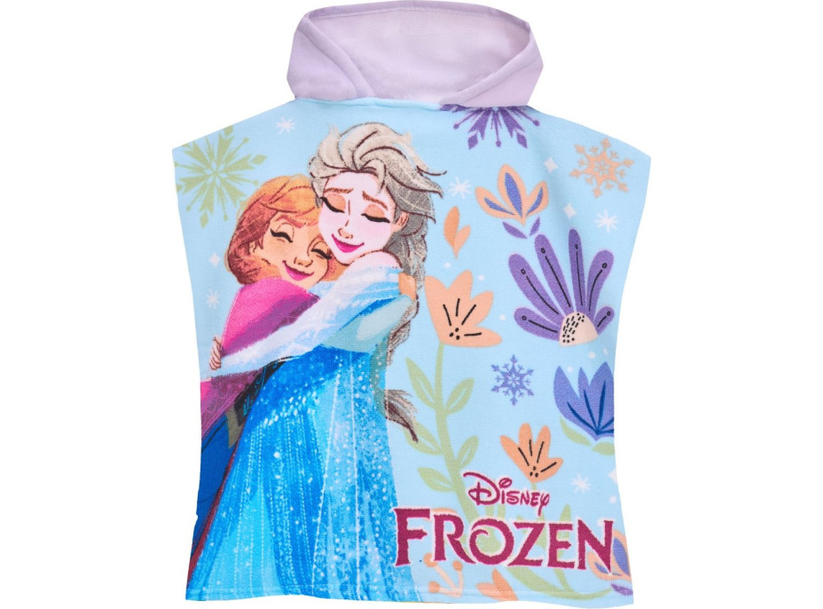 Detská rýchloschnúca osuška s kapucňou FROZEN 50x100 cm - fialová / svetlo modrá