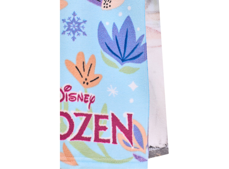 Detská rýchloschnúca osuška s kapucňou FROZEN 50x100 cm - fialová / svetlo modrá