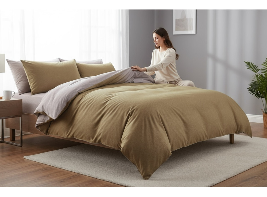 Posteľné obliečky z mikrovlákna NATURAL TAUPE - 160x200 cm - šedé/béžové