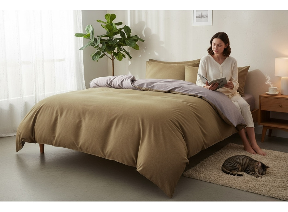 Posteľné obliečky z mikrovlákna NATURAL TAUPE - 160x200 cm - šedé/béžové