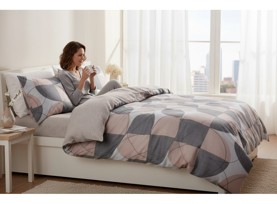 Posteľné obliečky z mikrovlákna SATIN TAUPE - 160x200 cm - šedé/béžové