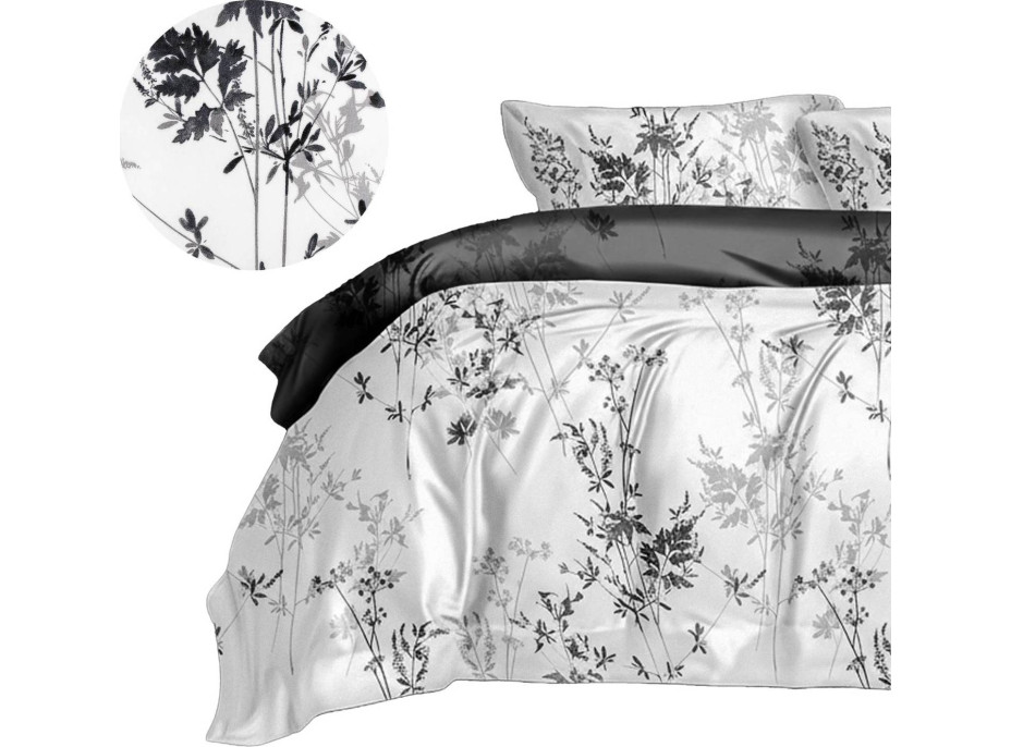 Posteľné obliečky z mikrovlákna SATIN DREAM - 160x200 cm - biele / šedé