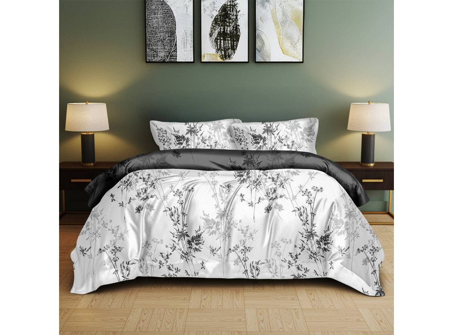 Posteľné obliečky z mikrovlákna SATIN DREAM - 160x200 cm - biele / šedé