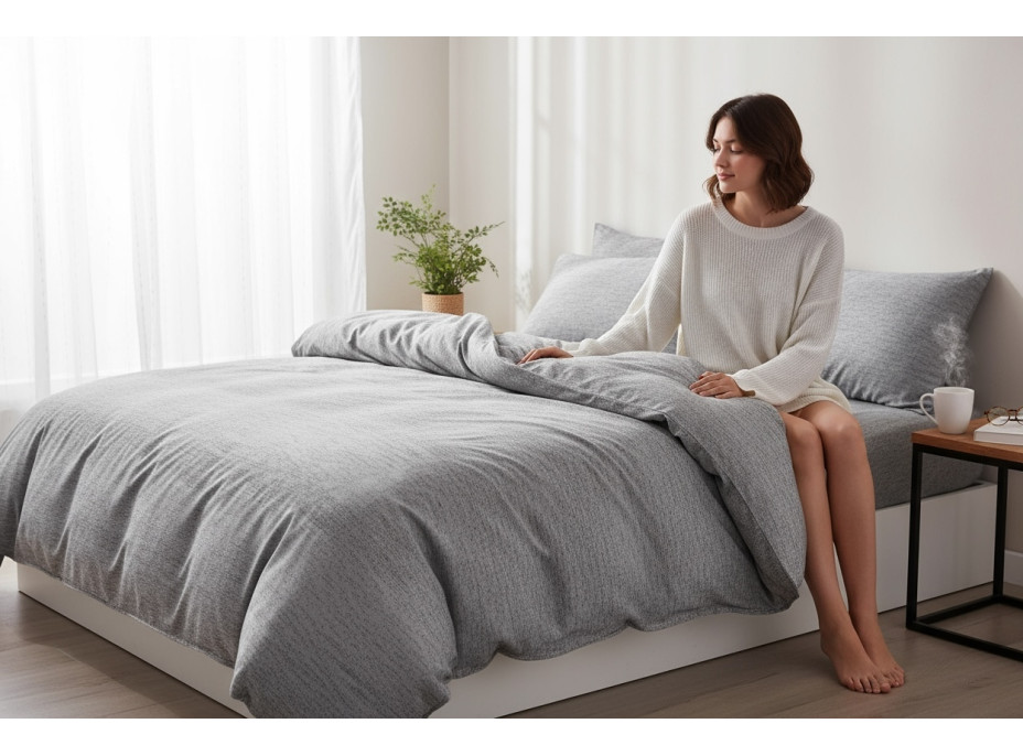 Posteľné obliečky z mikrovlákna JERSEY STYLE - 160x200 cm - šedé