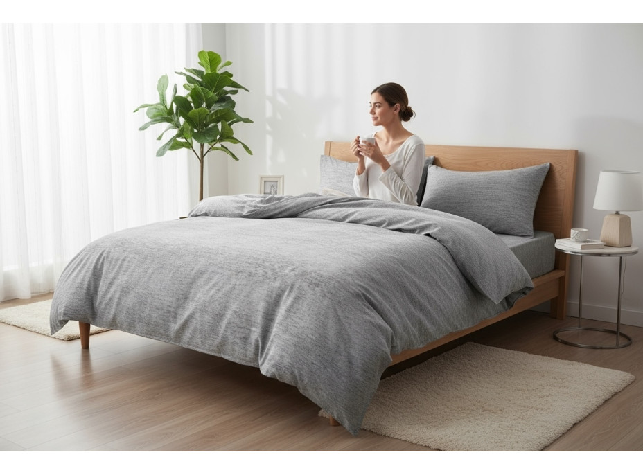 Posteľné obliečky z mikrovlákna JERSEY STYLE - 160x200 cm - šedé