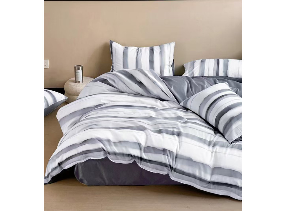 Posteľné obliečky z mikrovlákna SATIN ELEGANCE - 160x200 cm - šedé/biele