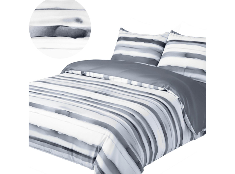 Posteľné obliečky z mikrovlákna SATIN ELEGANCE - 160x200 cm - šedé/biele
