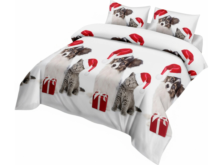 Posteľné obliečky z mikrovlákna HAPPY CHRISTMAS - 160x200 cm - biele