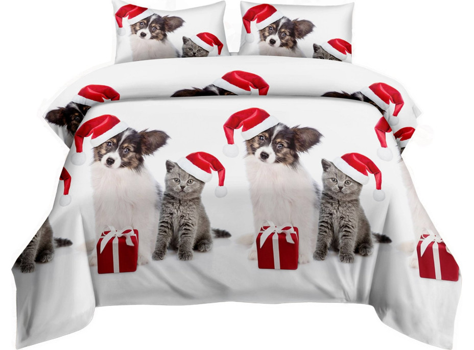 Posteľné obliečky z mikrovlákna HAPPY CHRISTMAS - 160x200 cm - biele